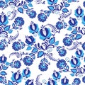 Blue-white floral pattern. Vector illustration.Textile composition, template for design print, fabric, wallpaper and box.